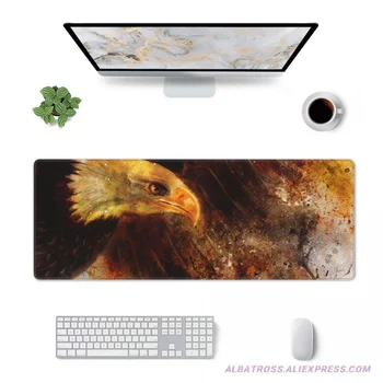 American Bald Eagle Gaming Mouse Pad Rubber Stitched Edges Mousepad 31.5'' X 11.8''