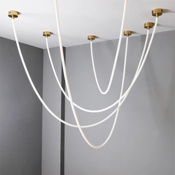 Nordic дълъг маркуч LED полилей за трапезария хол кухня остров висулка лампа таванско помещение модерен дом декор висящи светлина блясък