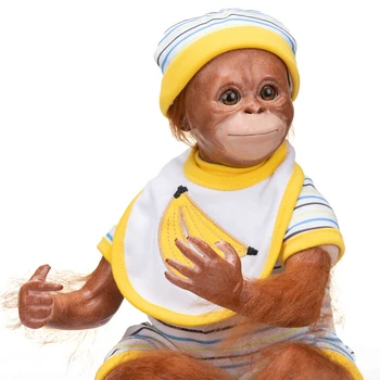 NPK 45СМ Преродено бебе орангутани Сладка кукла Ръчно изработена подробна картина Premie размер маймуна колекционерска кукла