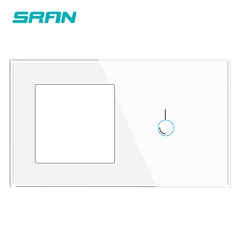 SRAN Празен панел с инсталиране на желязна плоча 146mm * 86mm бял кристал закалено стъкло сензорен превключвател гнездо панел Комбиниран модул