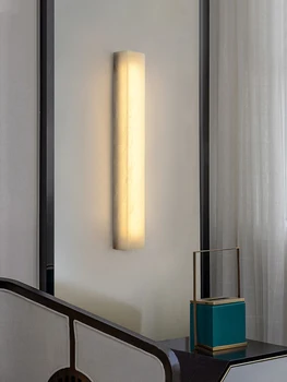 мраморна дълга лента стенна лампа за хол зала хотел коридор вътрешен домашен декор модерен меден LED стена sconce осветително тяло