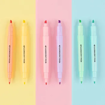 6-цветен двуглав хайлайтър писалка комплект за студенти с макарон colormarker пластмасови маркер маркер рожден ден