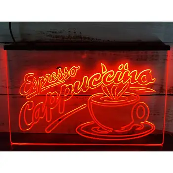 OPEN Еспресо капучино кафе кафе LED неонов знак-3D дърворезба стена изкуство за дома, стая, спалня, офис, селска къща декор