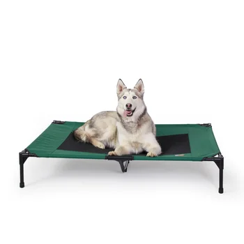 Оригинално легло за домашни любимци Повишено кучешко легло зелено/черно X-Large 32 50 9 инча
