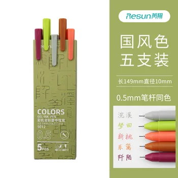 5Pcs цветни гел писалки с 0.5mm пълнители Fine Point Morandi Macaron цветни химикалки за училищен офис сладък канцеларски материали