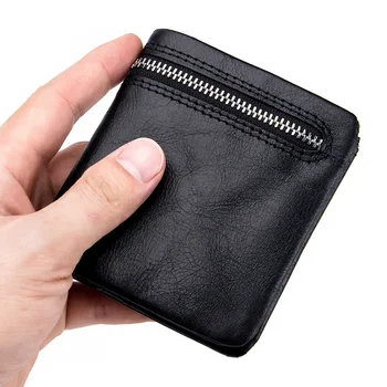 Естествена кожа мъжки портфейли малък мини държач за карти портфейл джоб за жени ретро масло восък кожа чантата високо качество
