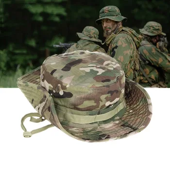 Камуфлаж Шапка Бони Тактически шапки за кофа на армията на САЩ Военни Multicam Панама лятна шапка Лов Пешеходен туризъм на открито Camo слънчеви шапки мъже