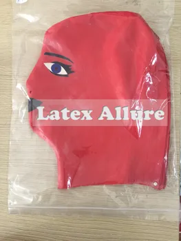 латекс гумена червена маска косплей секси анти-клип коса косплей маска качулка