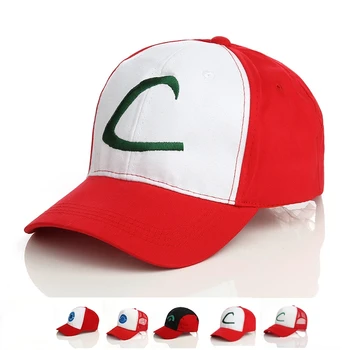 Класически аниме характер Xiaozhi, същия стил ролеви игри C / O писмо бродирана бейзболна шапка, бебе елф окото червена бейзболна шапка за слънце