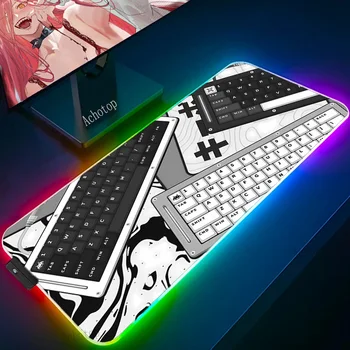 LED Light Mousepad RGB Механична клавиатура Desk-mat Цветна повърхностна подложка за мишка Водоустойчива многоразмерна световна компютърна геймър подложка