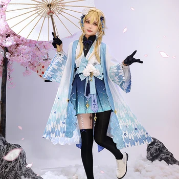 Аниме игра Genshin въздействие Aether Lumine рокля DaZheng кимоно разкошен униформа косплей костюм Хелоуин жени безплатна доставка 2022
