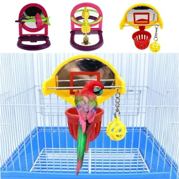 Parrot Bell играчки с огледало птица интелигентност обучение играчки забавно птиче пъзел играчки клетка аксесоари
