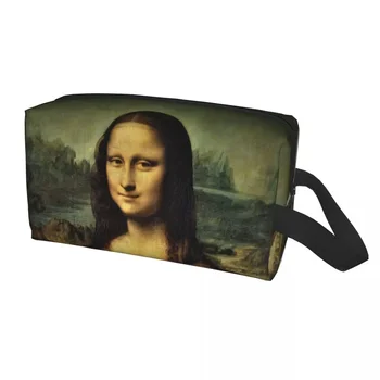 Персонализирана класическа Мона Лиза от Леонардо да Винчи тоалетна чанта живопис изкуство козметичен грим организатор дама съхранение Dopp комплект кутия