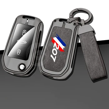 Цинкова сплав кожа кола Smart дистанционно ключ случай капак черупка Fob притежателя за Peugeot 207 Keyfree ключодържател Auto интериорни аксесоари