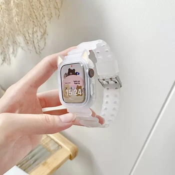 силиконова каишка за Apple Watch каишка 41mm 40mm 38mm сладка котка ухо гривна Watchband за Iwatch серия 8 7 6 5 4 3 2 SE каишка