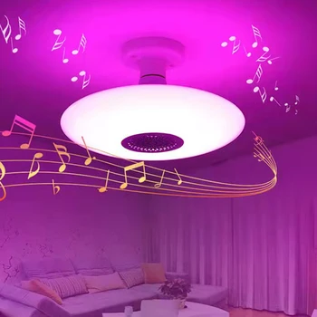 Bluetooth музика летяща чиния светлина нов интелигентен дистанционно управление RGB затъмняване LED домакинство спалня трапезария седем цвят трайни