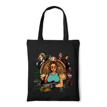 Tomb Raider Лара Пазарска чанта за многократна употреба Тъкани пазарски чанти Естетически Смешни чанти за купувачи Ежедневни чанти Дамска чанта Totebag